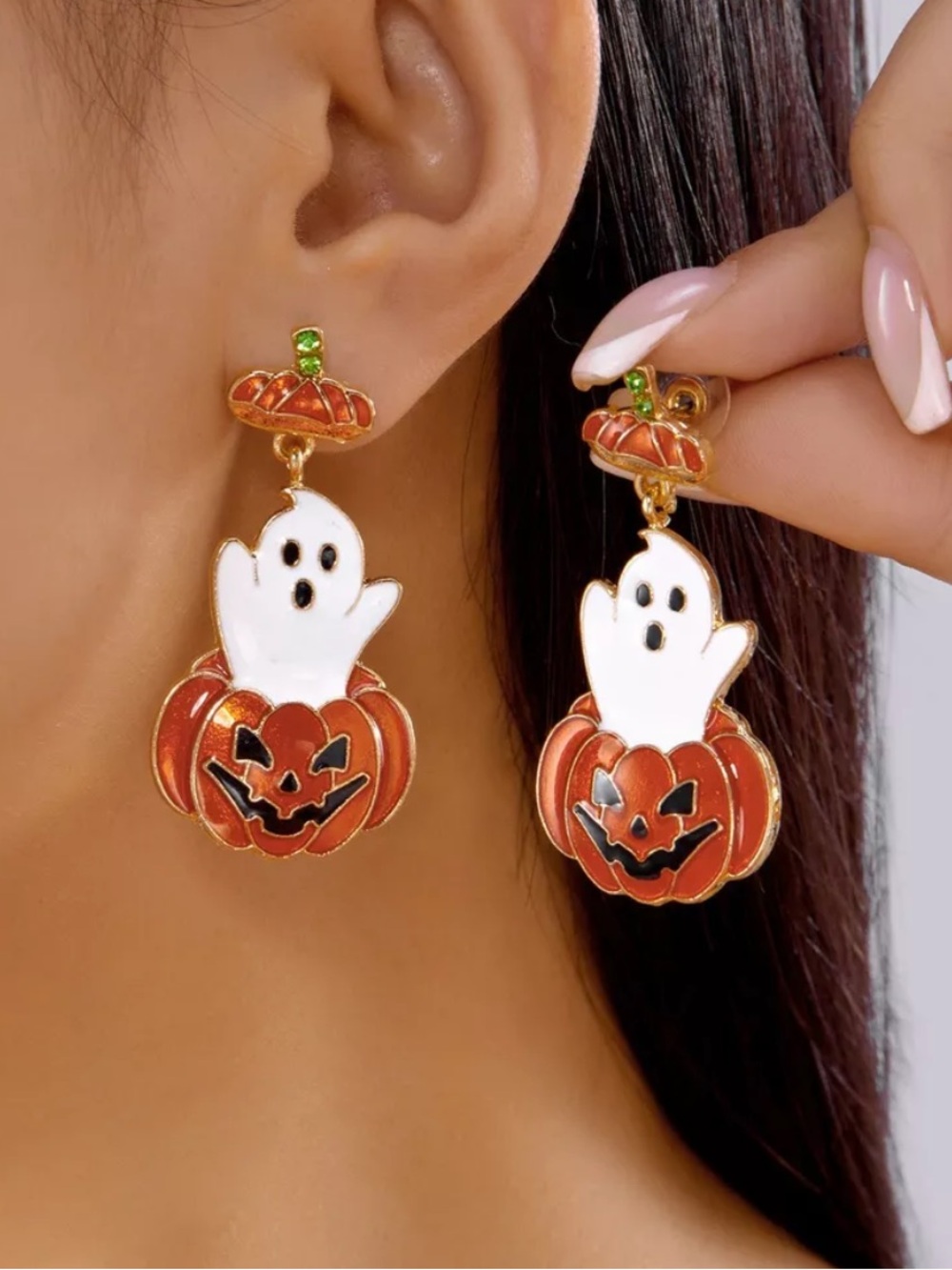 ⭐️ Halloween Pumpkin Ghost Drop Earrings